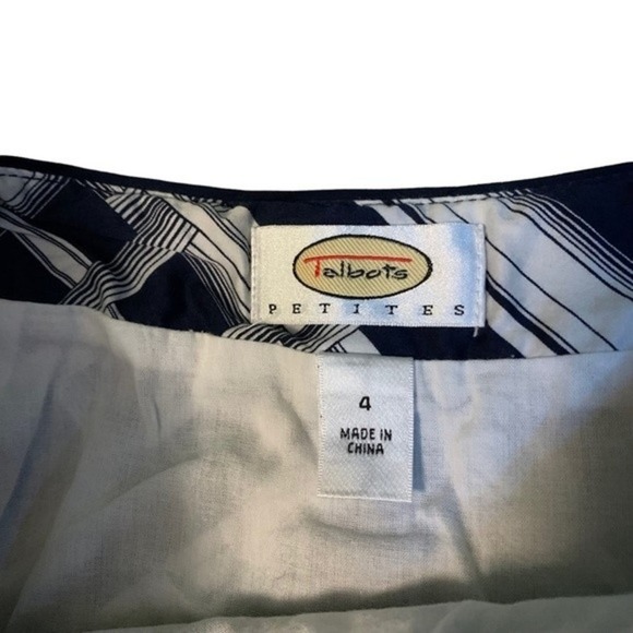 Vintage Talbots Petites Navy Blue Geometrical Retro Skirt Size 4 - Picture 5 of 8